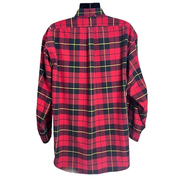 Ralph Lauren Big Oxford Vintage Y2K Era Shirt XL Red Black Plaid Faded Cotton - Picture 2 of 7
